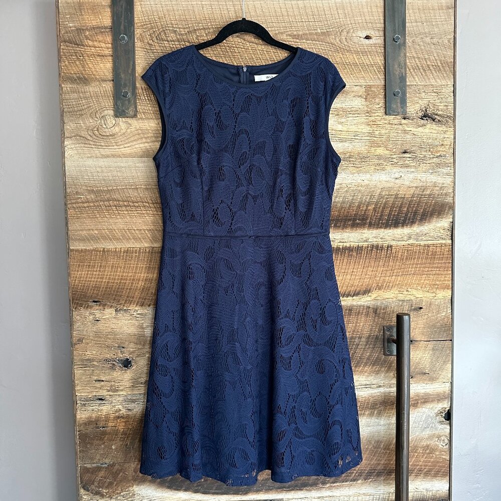 EUC / Wisp / Leeah Lace Knit Dress / 14 / Navy